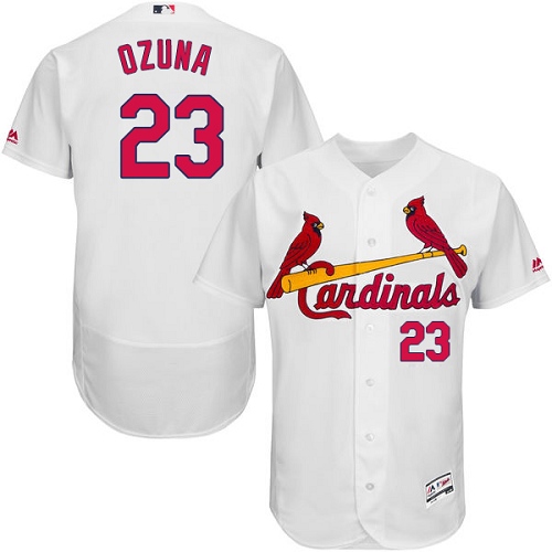 Cardinals #23 Marcell Ozuna White Flexbase Authentic Collection Stitched MLB Jersey - Click Image to Close